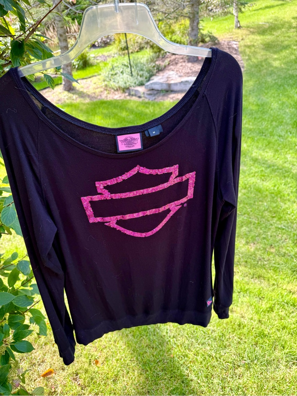 Harley-Davidson Long-Sleeve Tee with Pink Shield Logo